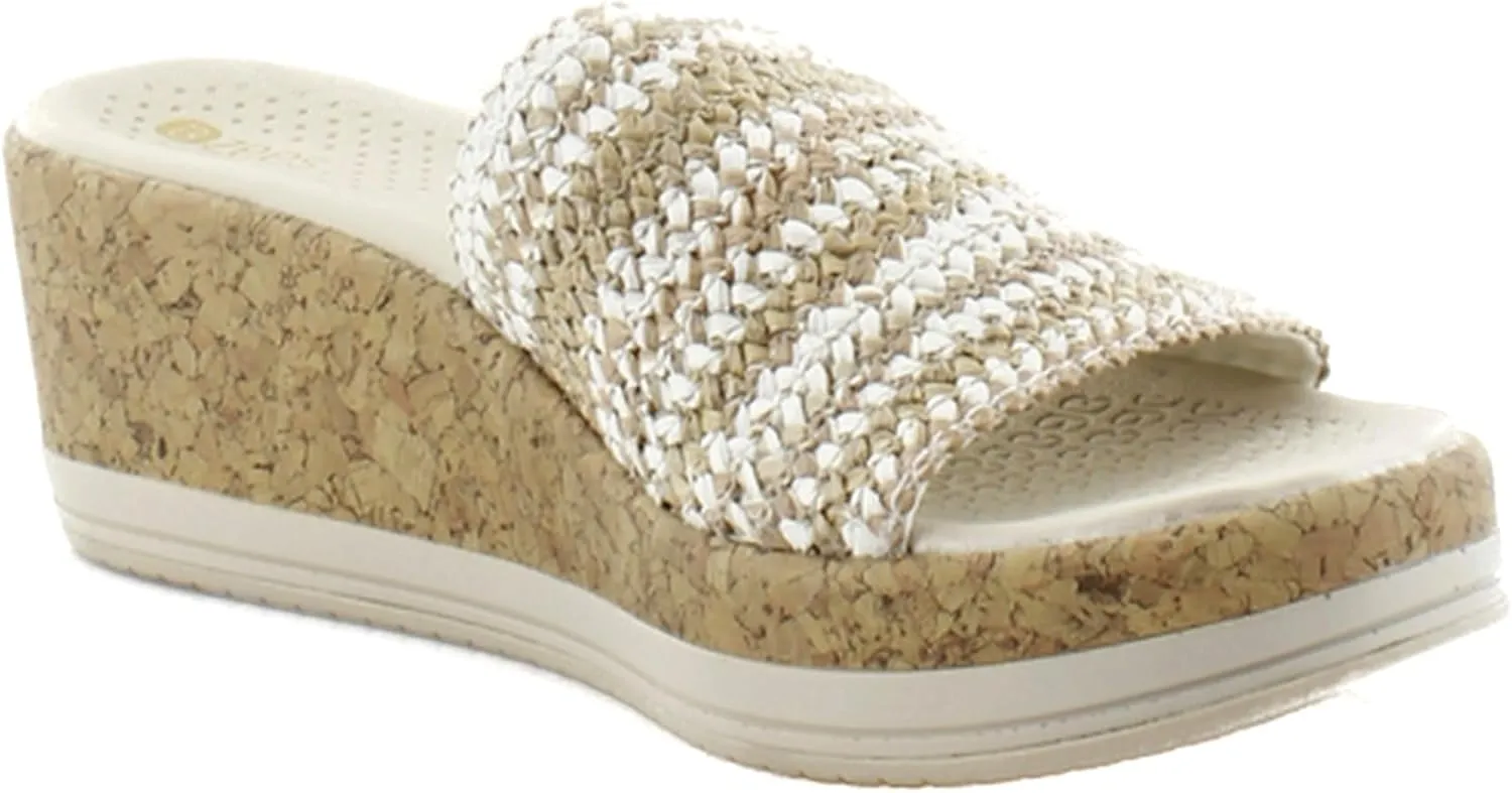 BZees Women's Runaway Slip-on Wedge Slides Sandal