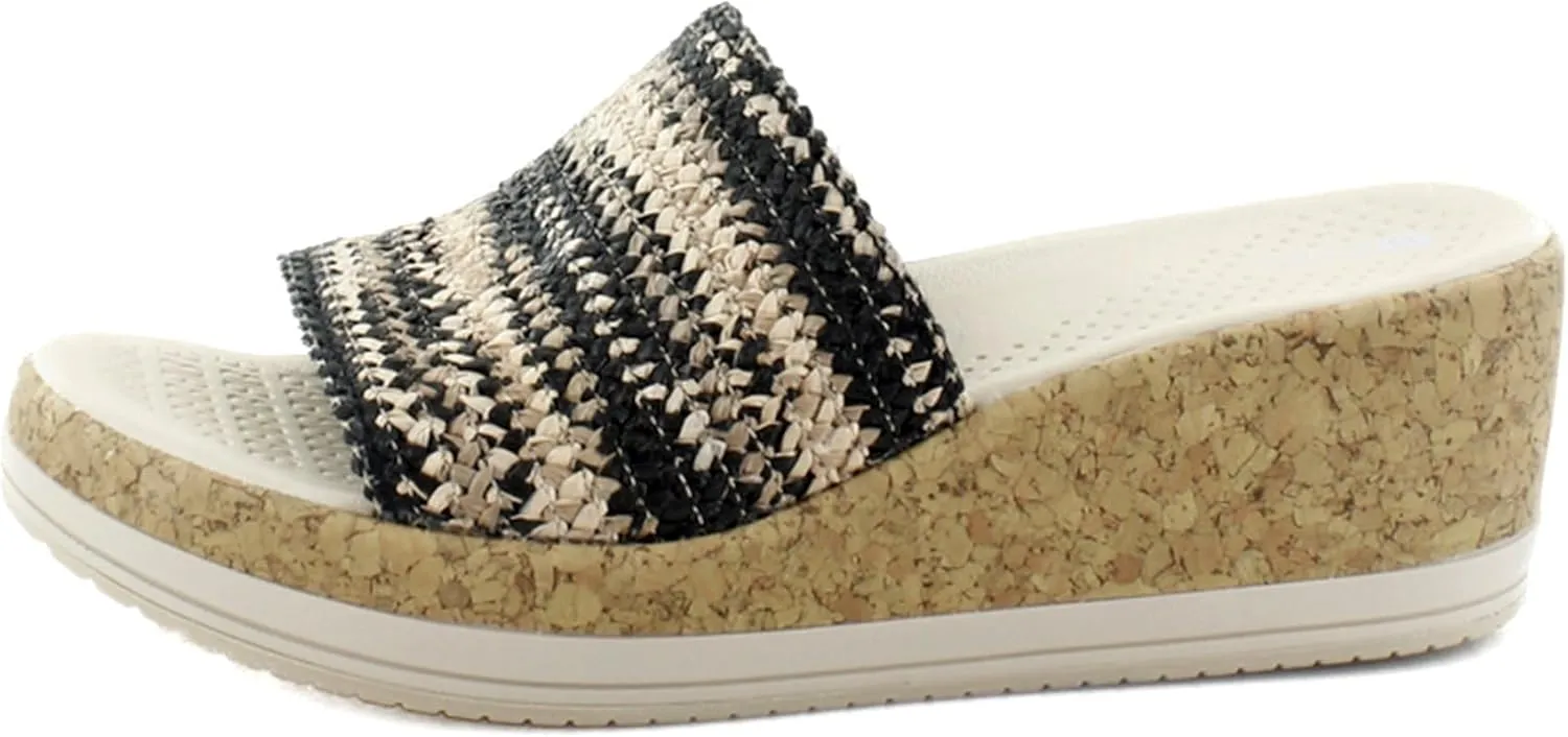 BZees Women's Runaway Slip-on Wedge Slides Sandal