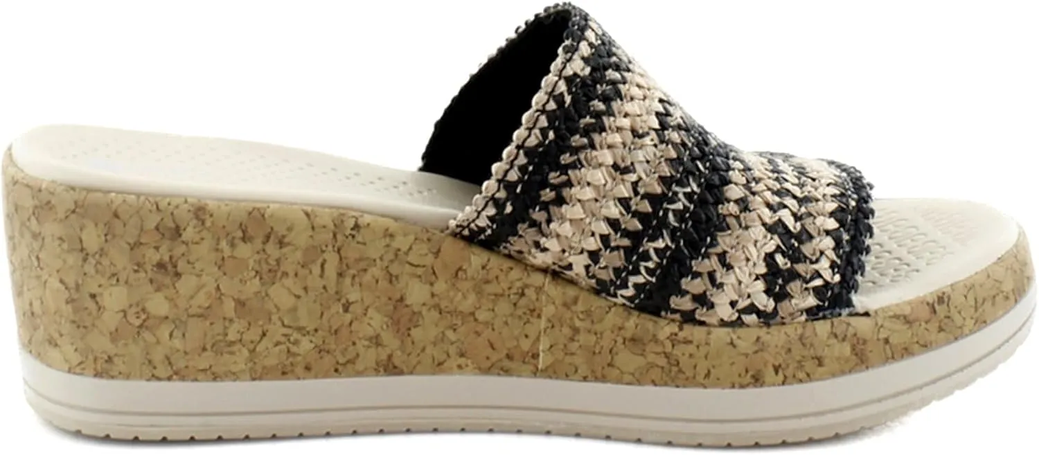 BZees Women's Runaway Slip-on Wedge Slides Sandal