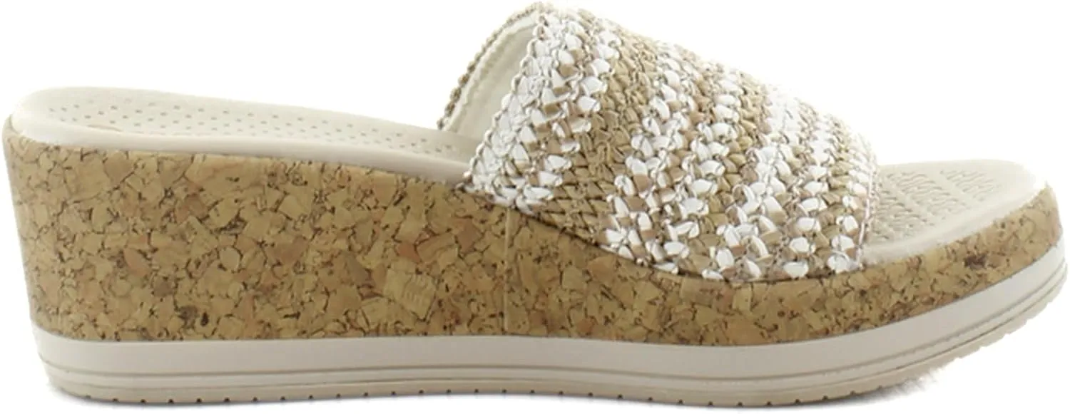 BZees Women's Runaway Slip-on Wedge Slides Sandal