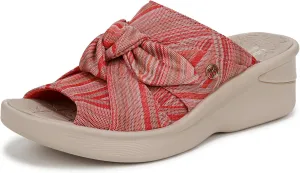 BZees Womens Smile Slide Sandal Coral Weekend Stripe Fabric 6 M