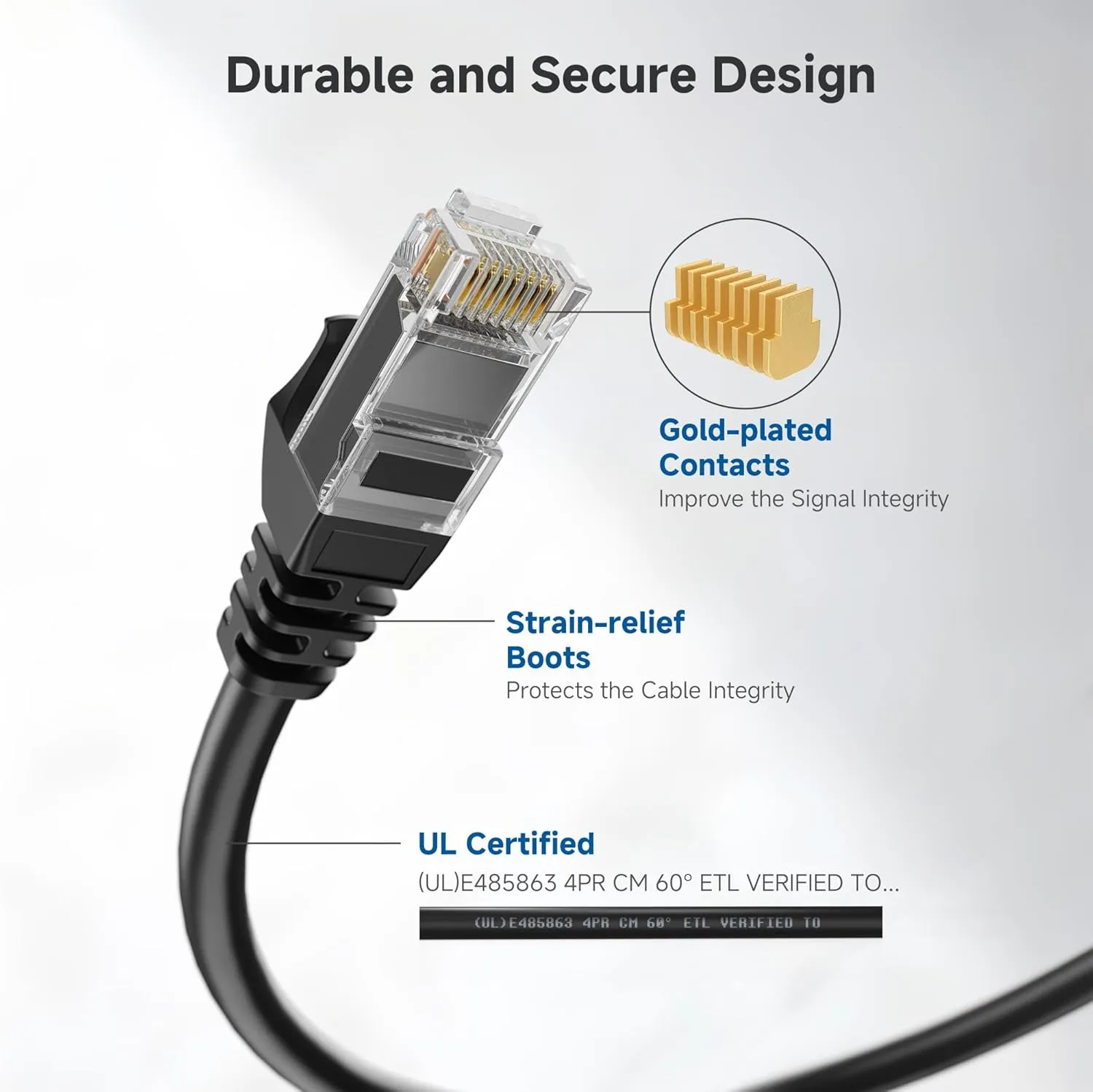 Cable Matters 10Gbps 10-Pack Snagless Cat 6 Ethernet Cable - 7ft, Cat 6 Cable, Cat6 Cord, Ethernet Cord, Black
