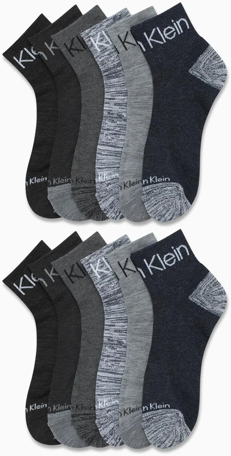 Calvin Klein Men's Socks - Athletic Cushioned Quarter Cut Ankle Socks (12 Pairs)