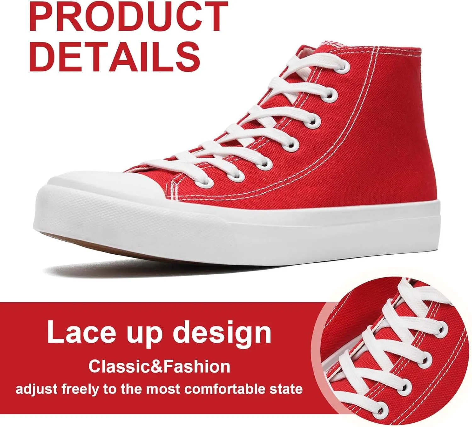 Canvas High Top Sneakers for Women Men Classic Lace Up Canvas Shoes Womens Mens Fashion High Top Sneakers Casual Tennis Walking Shoes