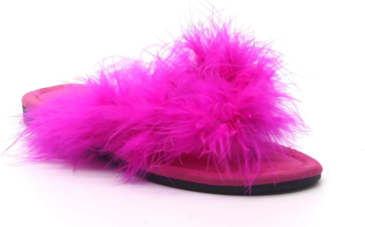 Cape Robbin Gale Fucshia Feather Furry Flat Thong Flip Flop Fashion Slide Sandal