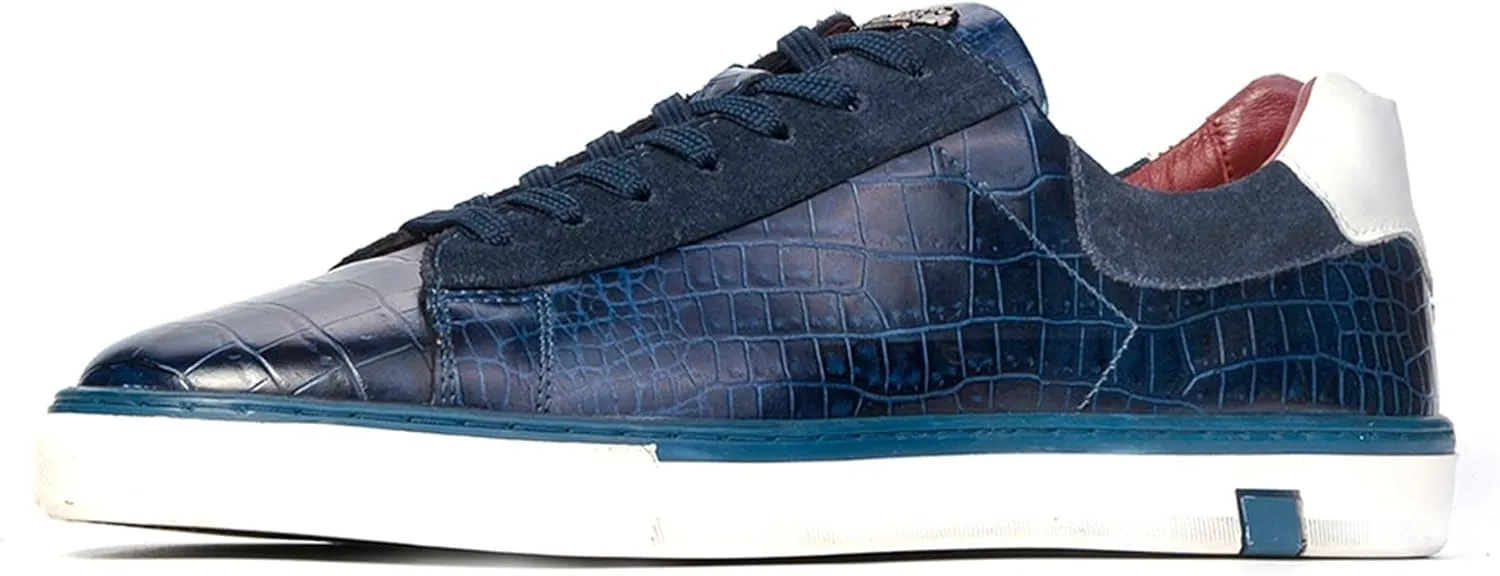 Carlos Santana Leather Walker Reptile Sneaker for Men | 100% Leather | Durable Rubber Outsole & Removable Leather Cushioned Footbed