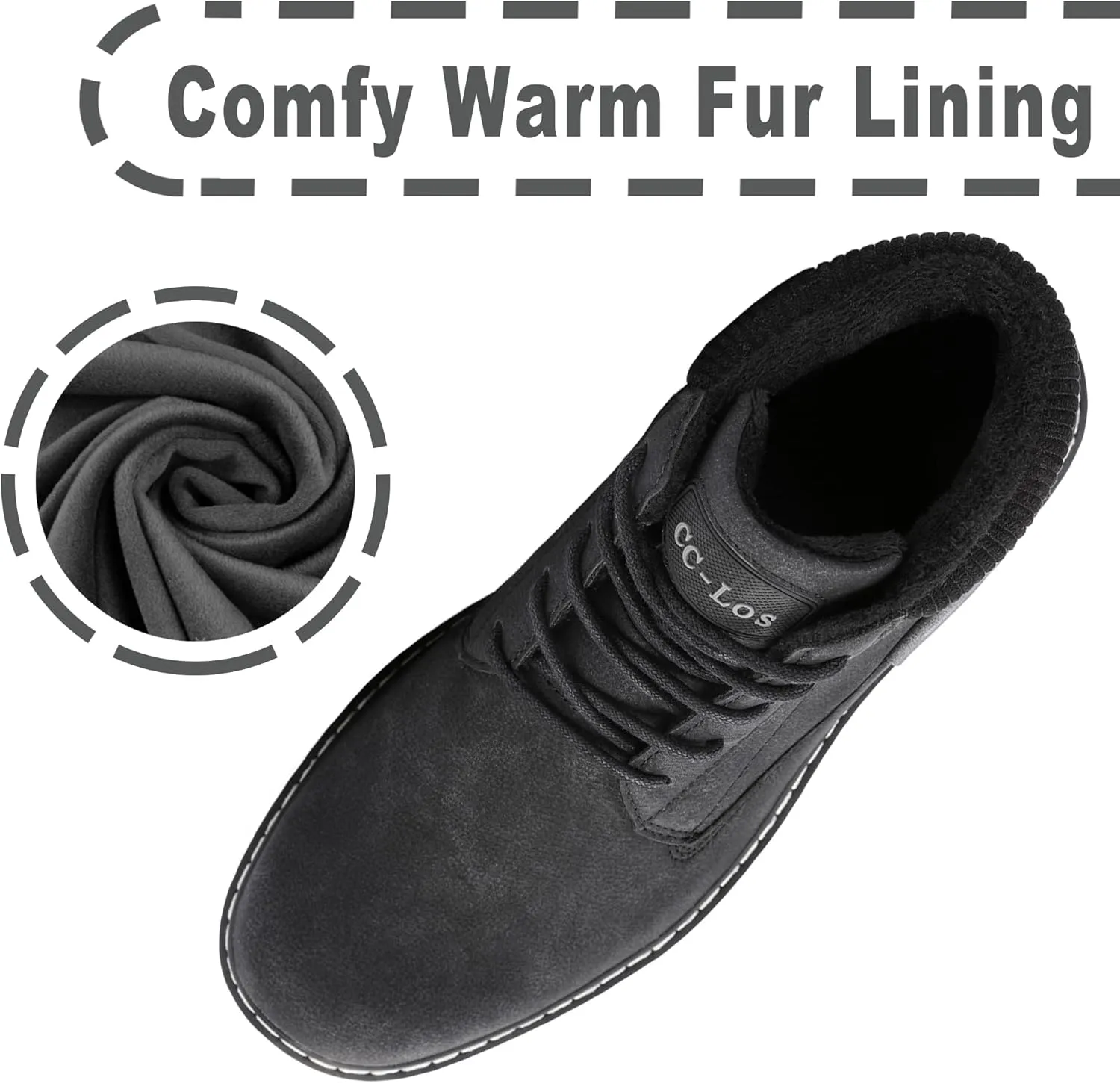 CC-Los Men's Winter Snow Boots with Sherpa Fleece Lining Waterproof Slip-Resistant Insulated Size 7.5-14