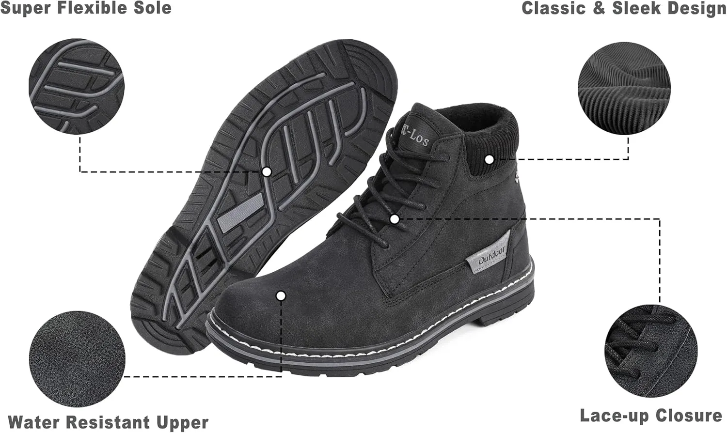 CC-Los Men's Winter Snow Boots with Sherpa Fleece Lining Waterproof Slip-Resistant Insulated Size 7.5-14