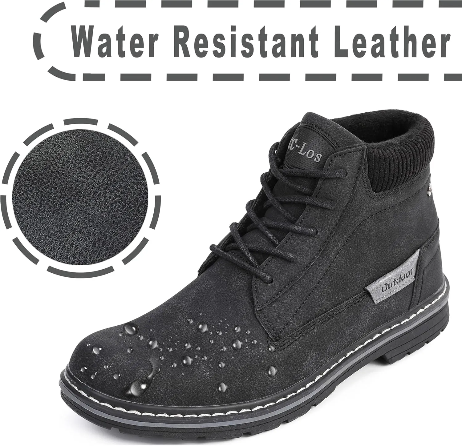 CC-Los Men's Winter Snow Boots with Sherpa Fleece Lining Waterproof Slip-Resistant Insulated Size 7.5-14