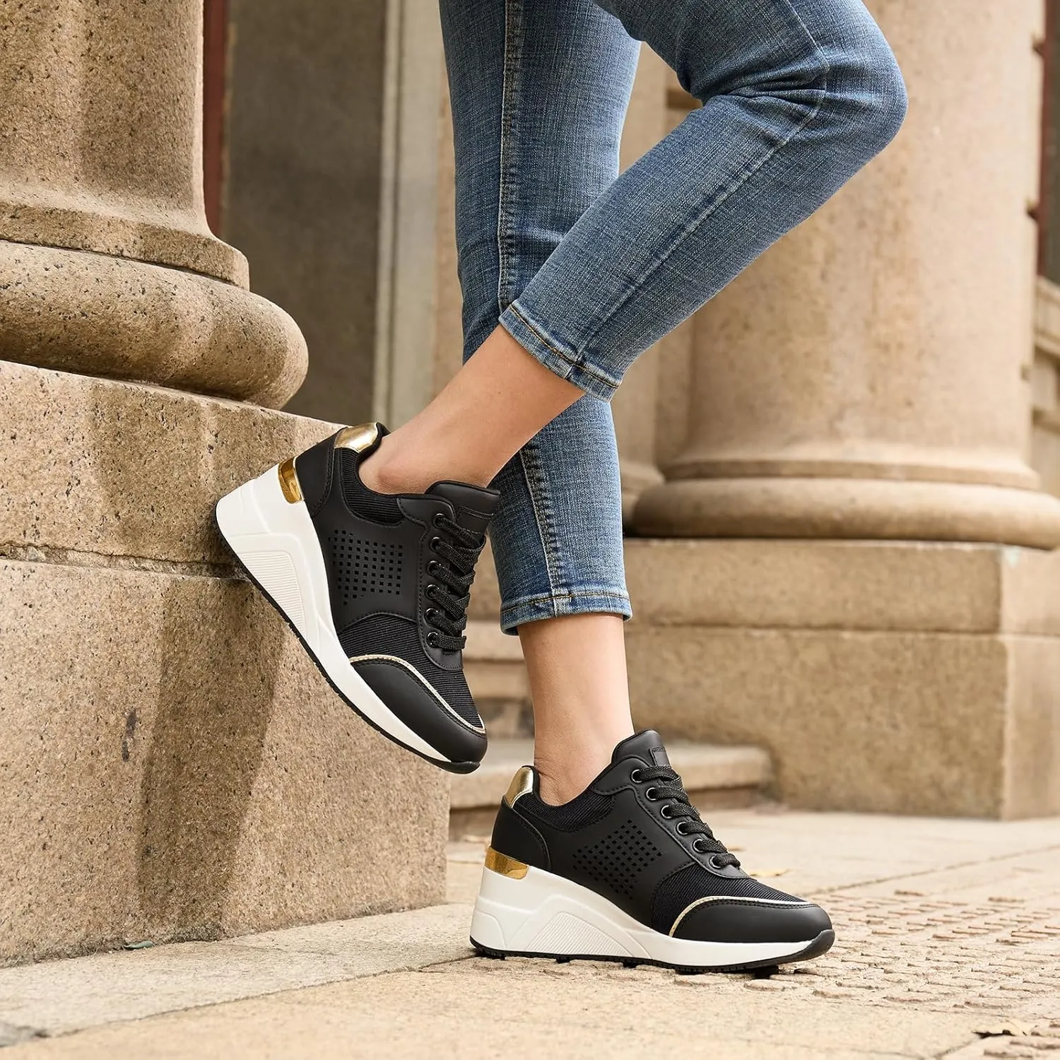 Cestfini Wedge Sneakers for Women - Wedge Tennis Shoes Non-Slip Women Fashion Sneakers