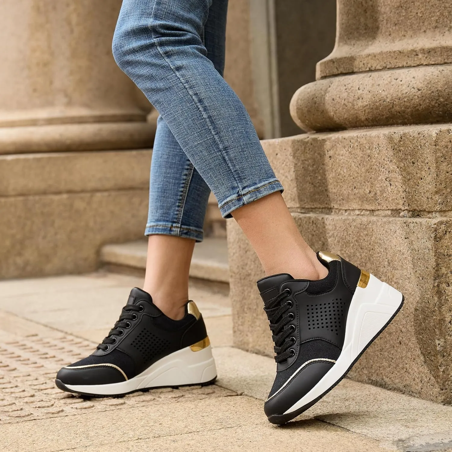 Cestfini Wedge Sneakers for Women - Wedge Tennis Shoes Non-Slip Women Fashion Sneakers