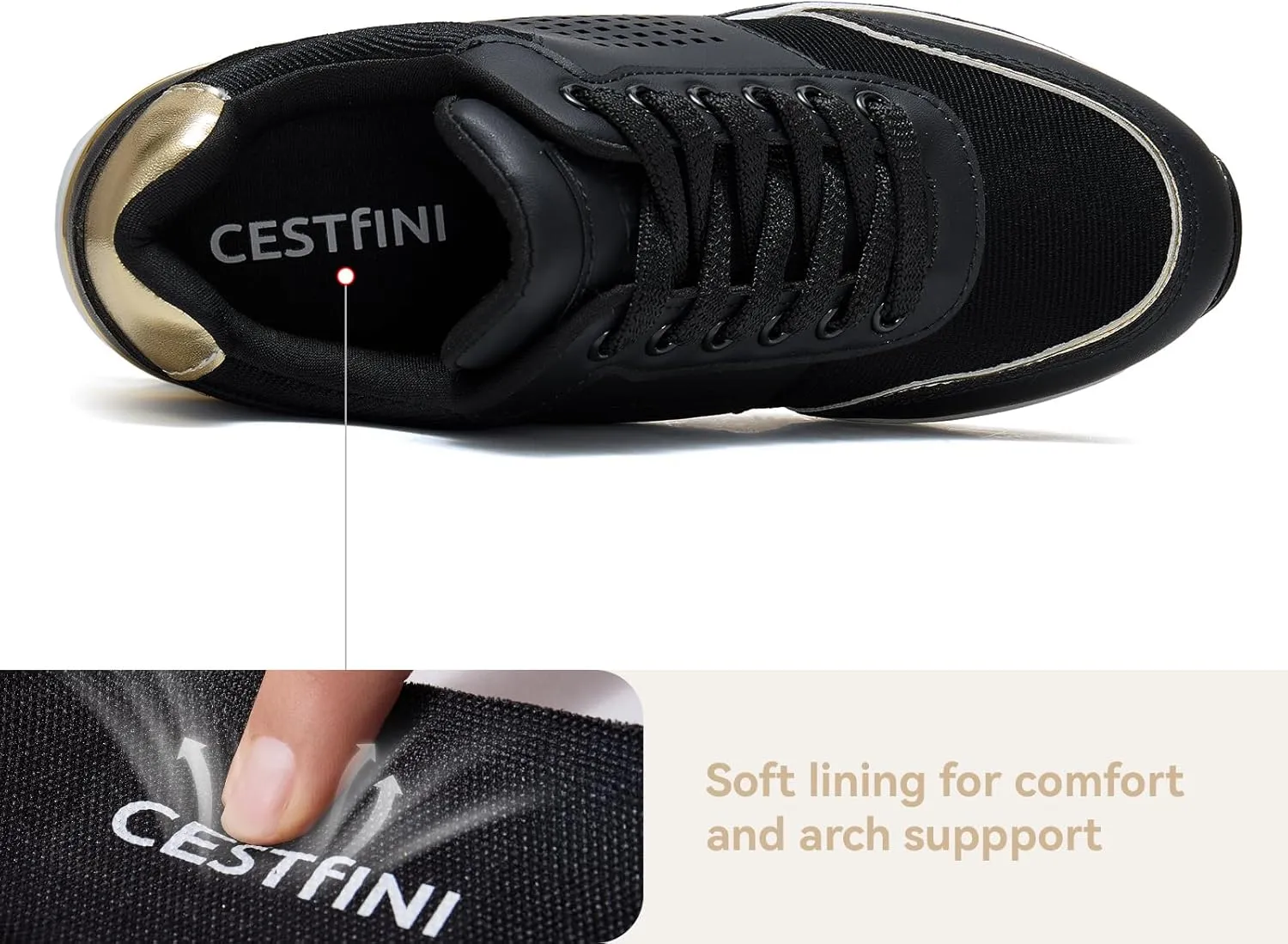 Cestfini Wedge Sneakers for Women - Wedge Tennis Shoes Non-Slip Women Fashion Sneakers