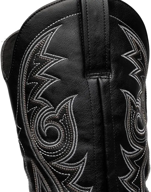 CHUUMEE Cowboy Boots for Men Square Toe Fashion Work Boots Embroidered Leather Western Boots Traditional Country Boot for Male