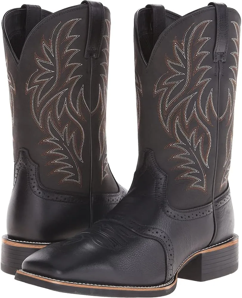 CHUUMEE Men's Fashion High Top Embroidered Wide Toe Western Cowboy Boots