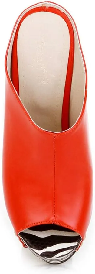 Ciuyurra Women Fashion Mules Sandals Peep Toe Wedge High Heels