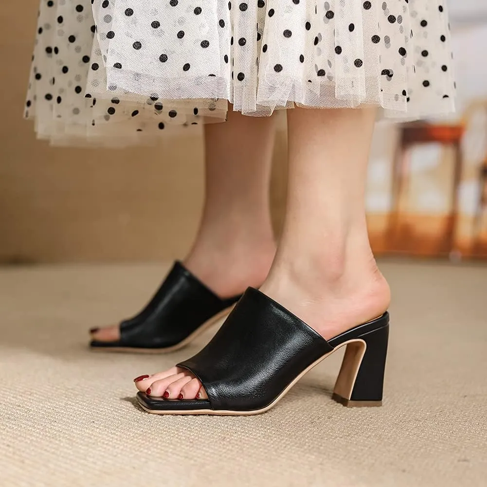 Ciuyurra Women Fashion Summer Mesh Mules Peep Toe Slip on