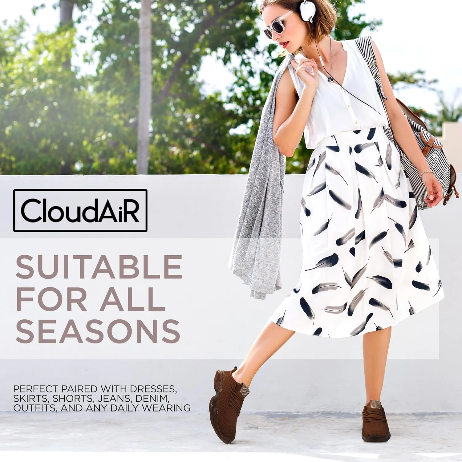 CLOUDAIR Vesta Women's Sneakers: Casual Running, Walking Arch Support Shoes, Lightweight Slip-On Sock Design, Non-Slip Work Shoes for Women, Comfortable Air Cushioned Platform Sneakers