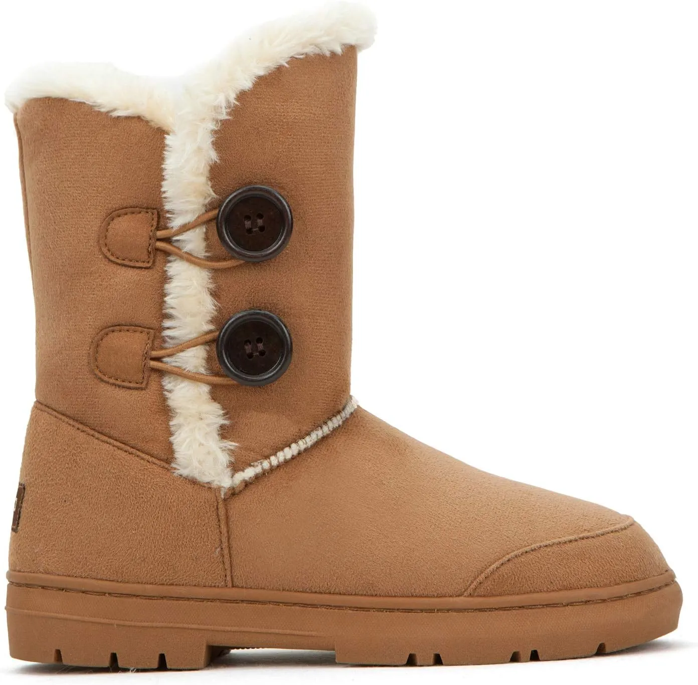 CLPP'LI Womens Twin Button Fully Fur Lined Waterproof Winter Snow Boots