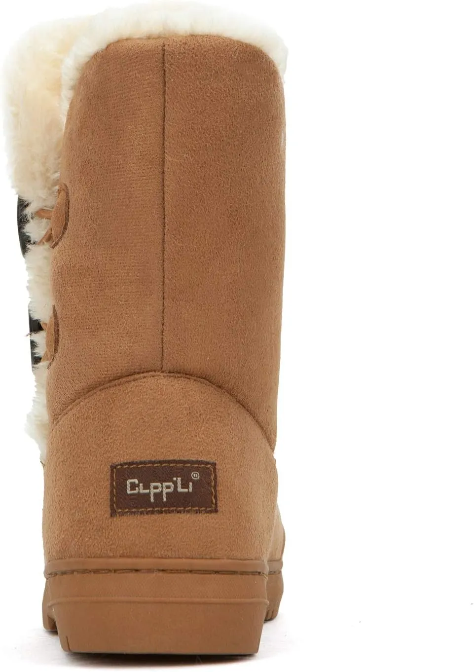CLPP'LI Womens Twin Button Fully Fur Lined Waterproof Winter Snow Boots