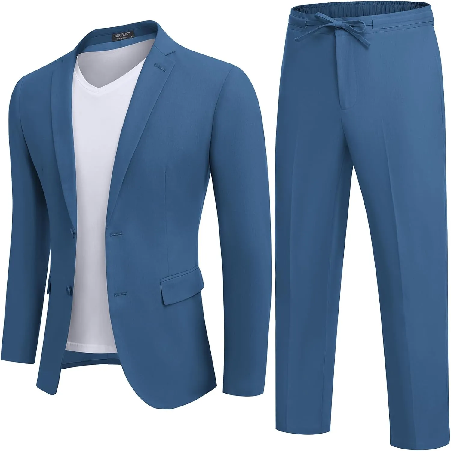 COOFANDY Men's 2 Piece Linen Suits Set Regular Fit Casual Lightweight Blazer Jacket and Pants