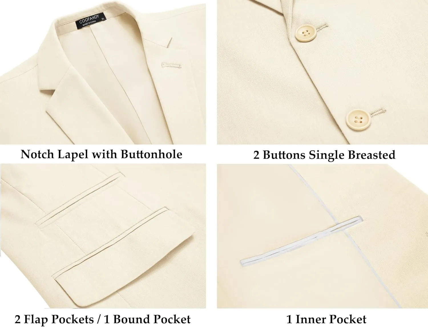 COOFANDY Men's 2 Piece Linen Suits Set Regular Fit Casual Lightweight Blazer Jacket and Pants