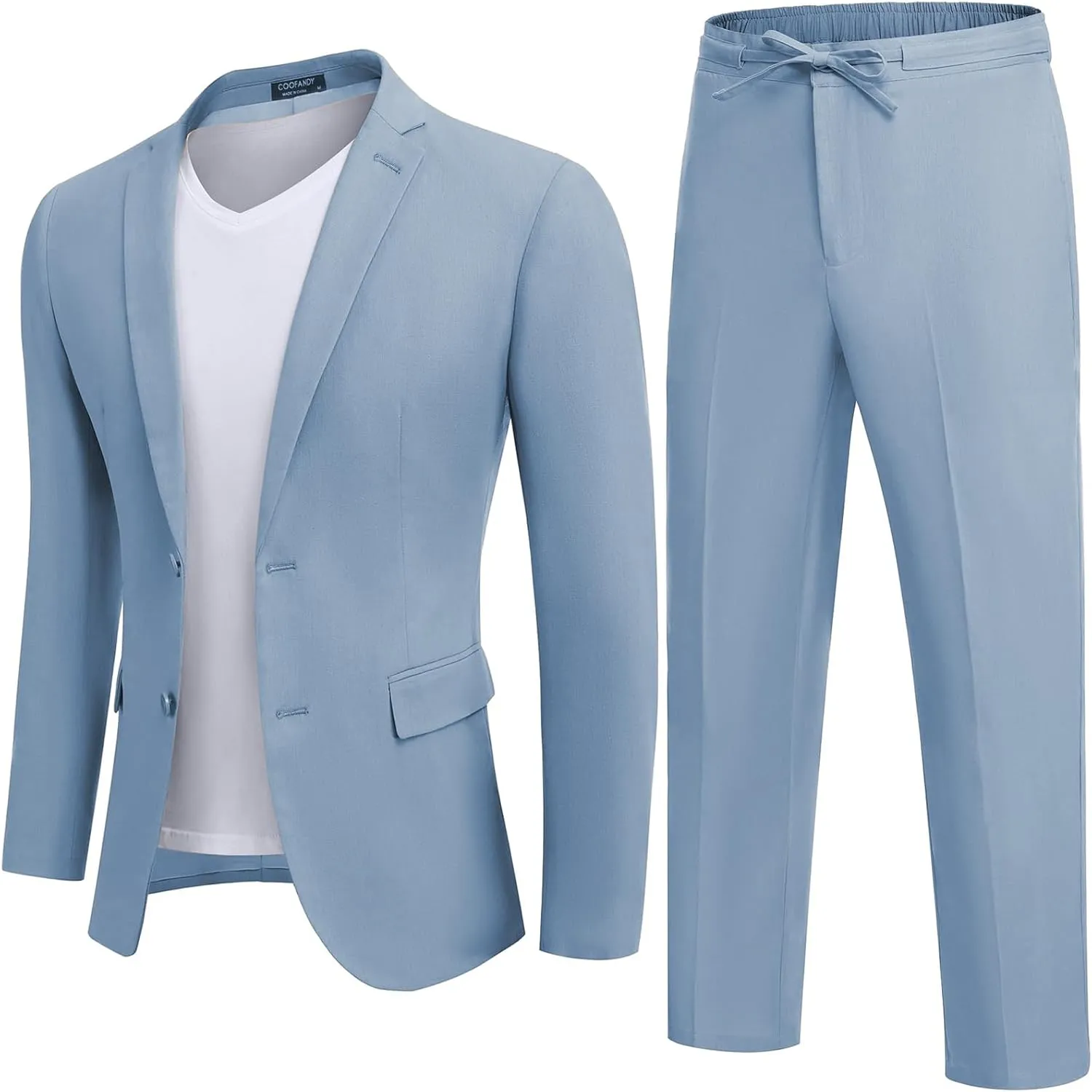 COOFANDY Men's 2 Piece Linen Suits Set Regular Fit Casual Lightweight Blazer Jacket and Pants