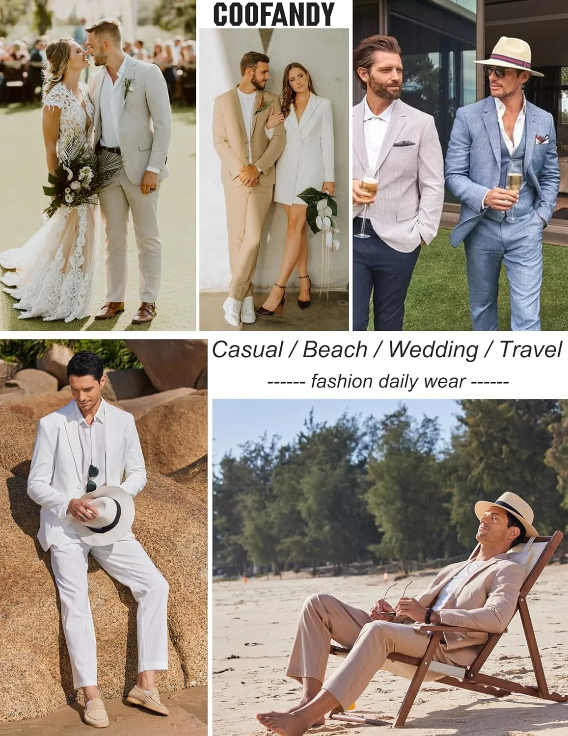 COOFANDY Men's 2 Piece Linen Suits Set Regular Fit Casual Lightweight Blazer Jacket and Pants