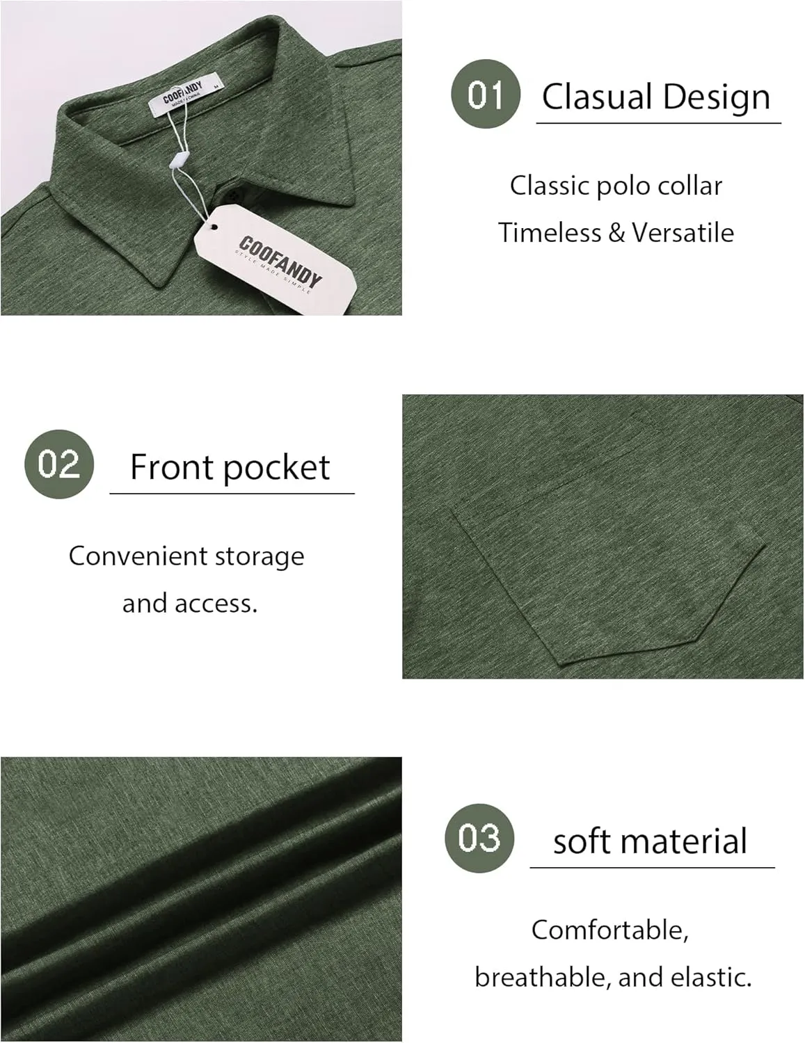 COOFANDY Mens Polo Shirts Short Sleeve Casual Golf Shirt Basic Solid Color Collared T-Shirt Stylish Summer Polo T Shirt