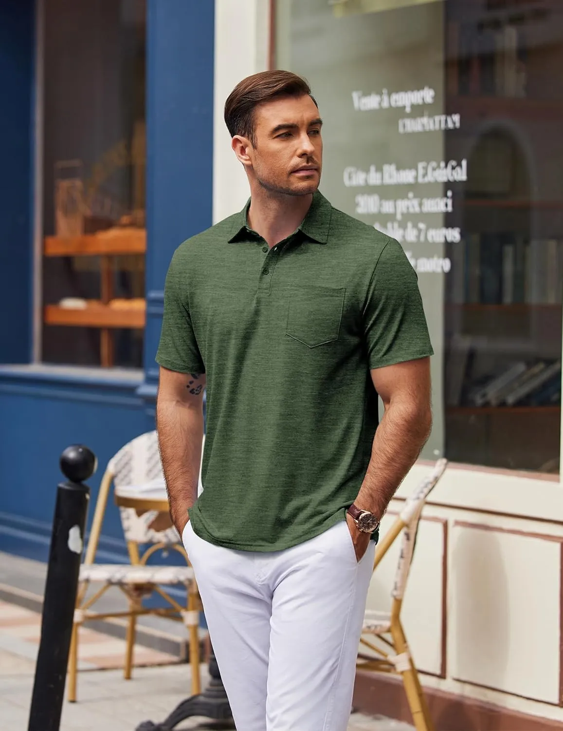 COOFANDY Mens Polo Shirts Short Sleeve Casual Golf Shirt Basic Solid Color Collared T-Shirt Stylish Summer Polo T Shirt
