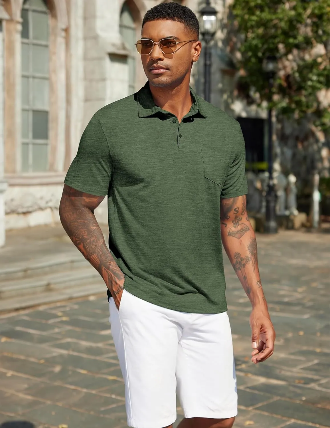 COOFANDY Mens Polo Shirts Short Sleeve Casual Golf Shirt Basic Solid Color Collared T-Shirt Stylish Summer Polo T Shirt