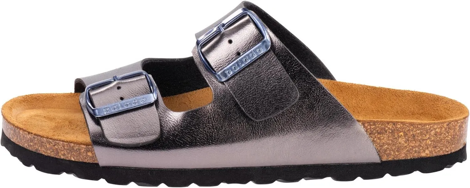Corfu PF Women's Mules - Slippers with Natural Cork Footbed - Comfortable Sandals - Two-Strap - Made in Spain