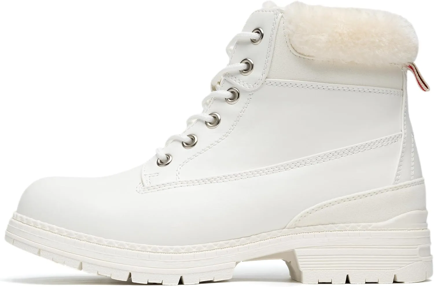 COTTIMO Snow Hiking Winter Boots for Women - Casual Brown Combat Work Boot - Non-slip Fur-Lined Ankle Boots - Fashion Boots Waterproof Leather Shoes