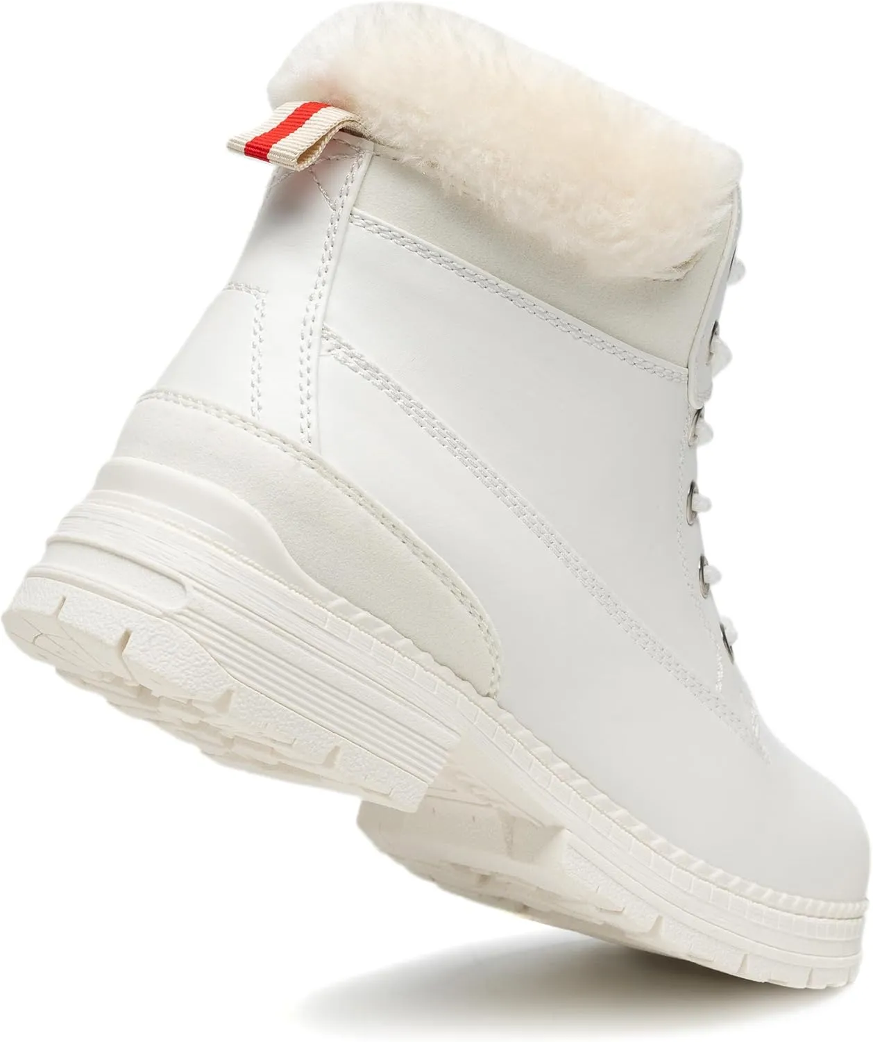 COTTIMO Snow Hiking Winter Boots for Women - Casual Brown Combat Work Boot - Non-slip Fur-Lined Ankle Boots - Fashion Boots Waterproof Leather Shoes