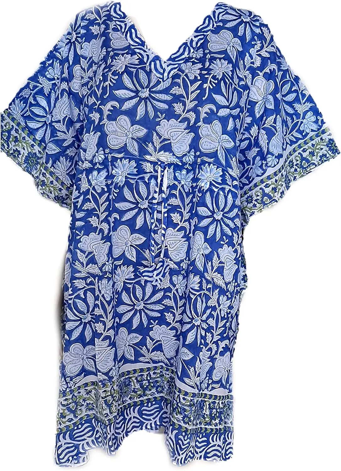 Cotton Kimono Robes For Women's | Anokhi Block Print Light Bathrobe For Women | Dressing Gown Kimono Robe | Long Kimono Robe Traditional Kimono For Women Blue