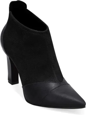 Coutgo Womens Ankle Booties Dress Boots Pointed Toe Stiletto High Heel Splicing Booties Shoes with Back Zipper