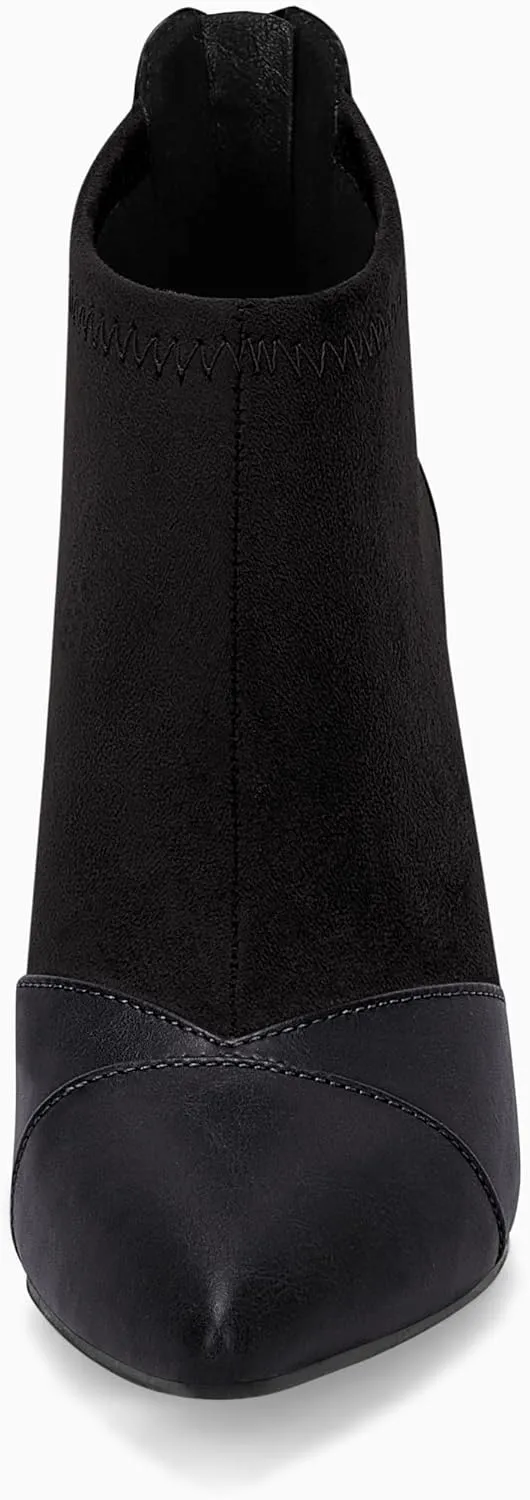Coutgo Womens Ankle Booties Dress Boots Pointed Toe Stiletto High Heel Splicing Booties Shoes with Back Zipper