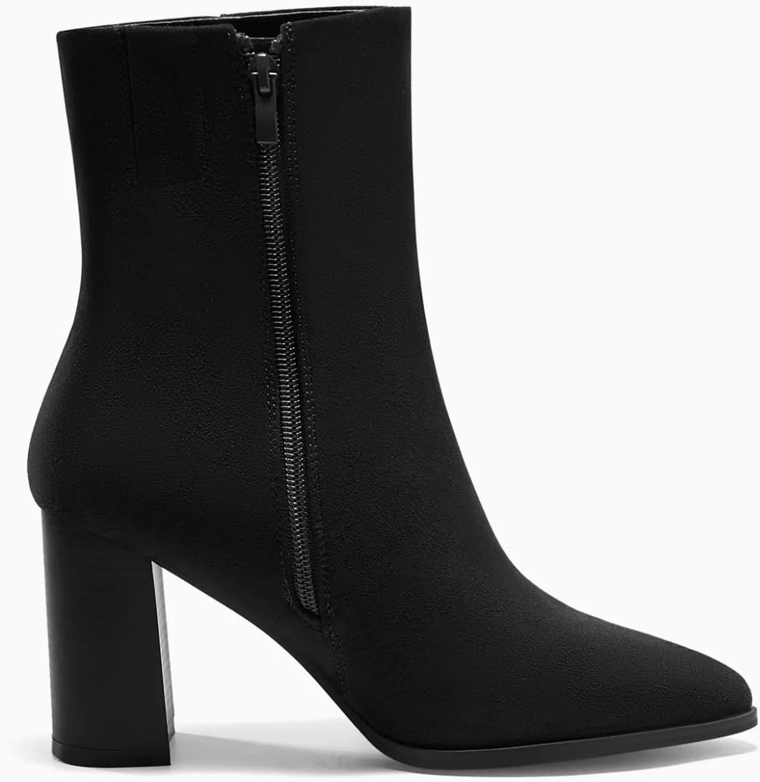 Coutgo Womens Ankle Boots Pointed Toe Chunky Stacked Heel Side Zipper Dress Fall Booties Shoes