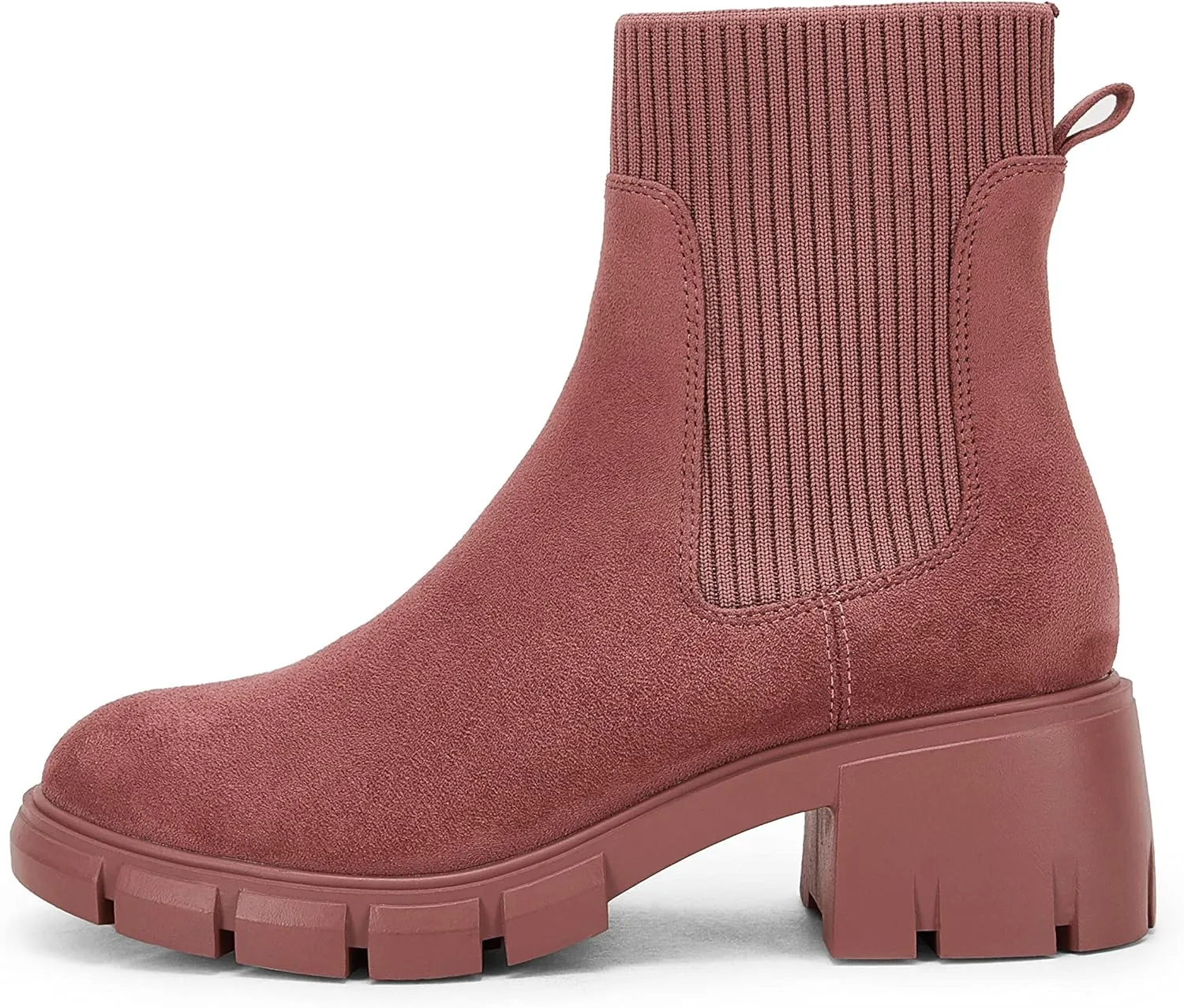 Coutgo Women’s Chelsea Platform Ankle Boots Elastic Slip On Chunky Block Heel Lug Sole Booties