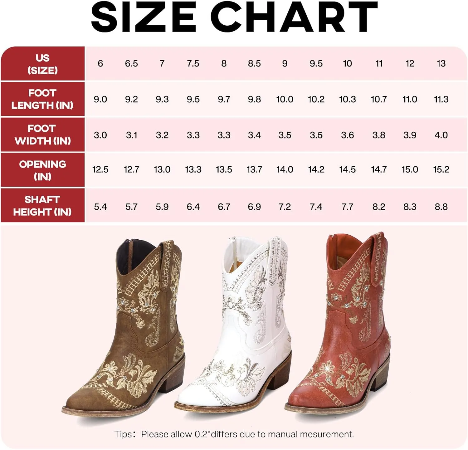 Cowboy Boots for Women - Western Embroidered Cowgirl Boots with Sparkly Rhinestone, Pointed Toe Chunky Heel Side Zipper Vintage Short Booties, Women's Ankle High Fashion Retro Country Booties
