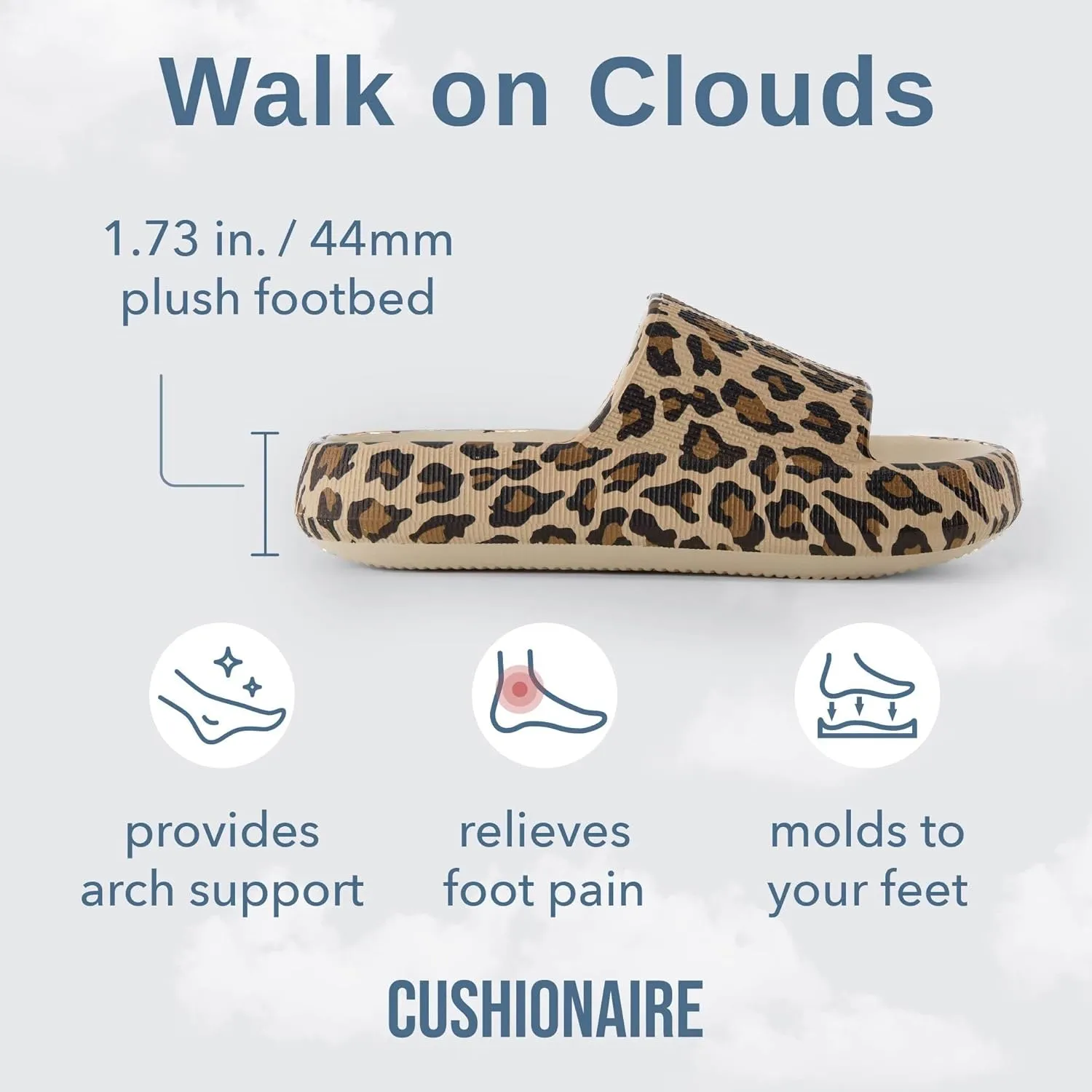 CUSHIONAIRE Feather Slides – Comfortable Cloud Cushion House Slippers for Women, Indoor Outdoor EVA Foam Foot Spa Shower Shoes, Non-Slip Arch Support