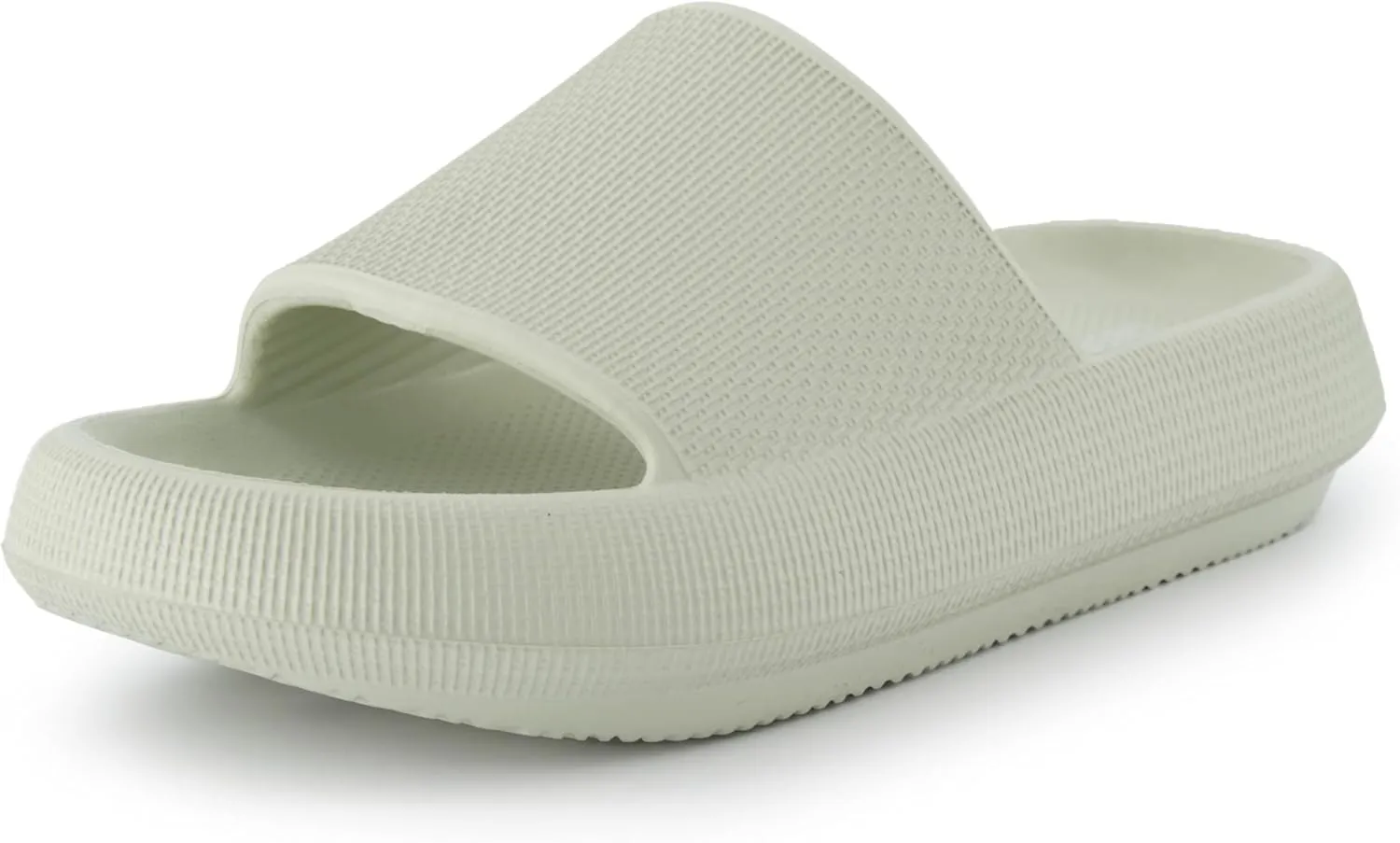 CUSHIONAIRE Feather Slides – Comfortable Cloud Cushion House Slippers for Women, Indoor Outdoor EVA Foam Foot Spa Shower Shoes, Non-Slip Arch Support