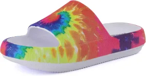 CUSHIONAIRE Feather Slides – Comfortable Cloud Cushion House Slippers for Women, Indoor Outdoor EVA Foam Foot Spa Shower Shoes, Non-Slip Arch Support