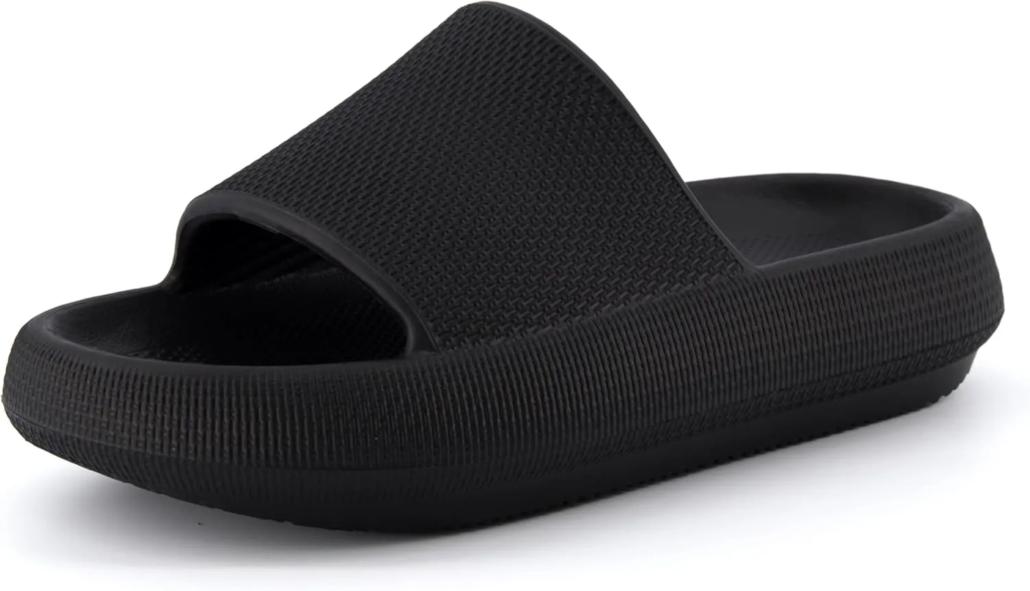 CUSHIONAIRE Feather Slides – Comfortable Cloud Cushion House Slippers for Women, Indoor Outdoor EVA Foam Foot Spa Shower Shoes, Non-Slip Arch Support