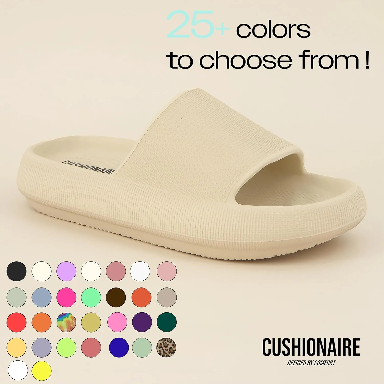 CUSHIONAIRE Feather Slides – Comfortable Cloud Cushion House Slippers for Women, Indoor Outdoor EVA Foam Foot Spa Shower Shoes, Non-Slip Arch Support