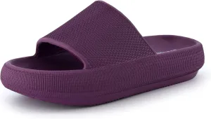 CUSHIONAIRE Feather Slides – Comfortable Cloud Cushion House Slippers for Women, Indoor Outdoor EVA Foam Foot Spa Shower Shoes, Non-Slip Arch Support