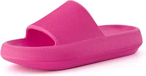 CUSHIONAIRE Feather Slides – Comfortable Cloud Cushion House Slippers for Women, Indoor Outdoor EVA Foam Foot Spa Shower Shoes, Non-Slip Arch Support