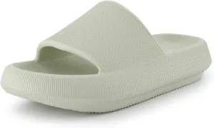 CUSHIONAIRE Feather Slides – Comfortable Cloud Cushion House Slippers for Women, Indoor Outdoor EVA Foam Foot Spa Shower Shoes, Non-Slip Arch Support