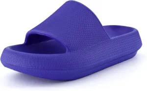 CUSHIONAIRE Feather Slides – Comfortable Cloud Cushion House Slippers for Women, Indoor Outdoor EVA Foam Foot Spa Shower Shoes, Non-Slip Arch Support