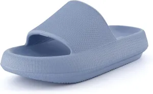 CUSHIONAIRE Feather Slides – Comfortable Cloud Cushion House Slippers for Women, Indoor Outdoor EVA Foam Foot Spa Shower Shoes, Non-Slip Arch Support