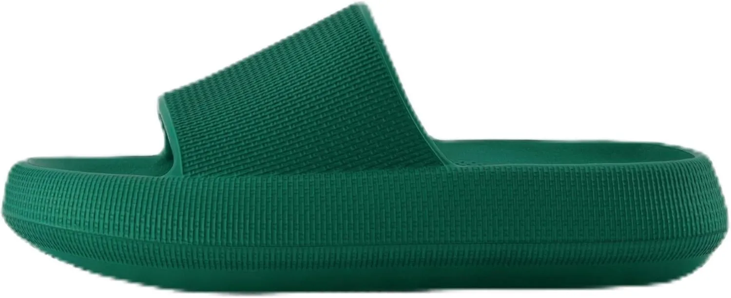 CUSHIONAIRE Feather Slides – Comfortable Cloud Cushion House Slippers for Women, Indoor Outdoor EVA Foam Foot Spa Shower Shoes, Non-Slip Arch Support